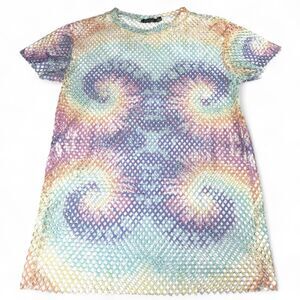 Boohoo Pastel Tie Dye Mesh T-shirt Dress